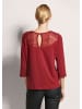 MADELEINE Rundhals-Shirt mit Spitze, Baumwollmix in rubinrot