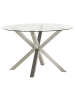 Beliani Runder Tisch MALETTO in Silber/Transparent - (W) 120 x (H) 77 x (L) 120 cm