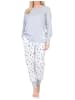 NORMANN Langarm Pyjama Schlafanzug Bündchen Maritimer Look in grau