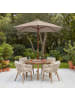 home24 home24 Sonnenschirm Grau - Webstoff & Massivholz Eukalyptus lackiert - 250 cm in Taupe