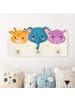 WALLART Kindergarderobe Holz - Wilde Tierbabys in Bunt