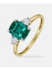 Diamant L'éternel Ring, mit synth. Smaragd, 375 Gelbgold