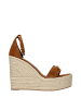 Versace Braun Leder Keilabsatz Sandalen