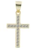 Adeliás Damen Anhänger – Kreuz Kreuzanhänger aus 925 Silber mit Zirkonia in gold