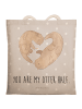 Mr. & Mrs. Panda Tote Bag Otter Herz mit Spruch in Grau Pastell