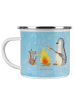 Mr. & Mrs. Panda Camping Tasse Pinguin Lagerfeuer ohne Spruch in Eisblau