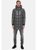 Rusty Neal Warmer Herren Steppmantel mit Kapuze Winterjacke in Glanzoptik in Anthrazit