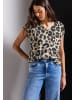 Street One V-Neck Shirt mit Leo-Print in Beige