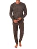 NORMANN Langarm Schlafanzug Pyjama Bündchen Minimalprint in grau