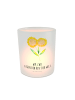 Mr. & Mrs. Panda Windlicht aus Glas Blume Sonnenblume mit Spruch in Transparent