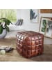 KADIMA DESIGN Sitzwürfel Echtleder braun 39 x 41 x 39 cm Ottomane Wohnzimmer,