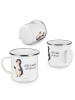 Mr. & Mrs. Panda Emaille Tasse Pinguin Marienkäfer mit Spruch in Weiß