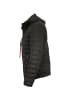 Milestone Stepplederjacke Lammnubuk Kapuze in Schwarz