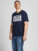 Jack & Jones Logo T-Shirt Plus Size Kurzarm Übergrößen Shirt JJECORP in Navy