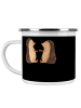 Mr. & Mrs. Panda Camping Emaille Tasse 15. Hochzeitstag Gläserne... in Schwarz