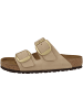 Birkenstock Pantolette Arizona Big Buckle Nubukleder schmal in beige