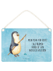 Mr. & Mrs. Panda Wegweiser Pinguin Angler mit Spruch in Eisblau