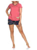 NORMANN Kurzarm Schlafanzug Pyjama Shorty Schmetterling Motiv - 85279 in rot