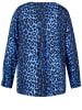 SAMOON Bluse Langarm in Dark Lake Blue gemustert