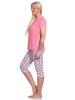 NORMANN Capri Pyjama kurzeSchlafanzug Caprihose in pink