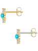 Glanzstücke München Ohrstecker Sterling Silber gelbgold Türkis (rek.) Zirkonia weiß in gelbgold
