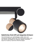 Brilliant Pini LED-Spotbalken, 2-flammig, Schwarz/Holz hell, dimmbar, schwenkbar