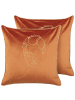 Beliani 2er-Set Dekokissen CROCUS in Orange/Gold