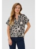 Kaffe Kurzarm-Bluse KAano Regular fit in Black / Light Beige Flower