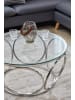 SalesFever Couchtisch rund Ø 80 cm Klarglasplatte 8 mm und Edelstahlgestell in Silber