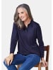 GOLDNER Langarm Poloshirt mit Schmuckband an Knopfleiste in marine
