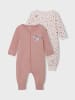 name it 2er Pack Baby Strampler mit Blumendesign und Reißverschluss in Rosa