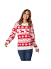 tectake Winterlicher Strickpullover in weißer und roter Farbe, rot