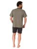 NORMANN kurzarm Schlafanzug Shorty Pyjama Streifen - 72034 in grau