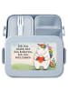 Mr. & Mrs. Panda Lunch Box Einhorn Herz Design mit Spruch in Blau Pastell