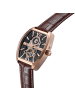 Heritor Masterson Halbskelett-Uhr mit Lederarmband in Rose Gold/Brown