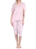 NORMANN Pyjama Schlafanzug kurzarm CapriHose und Spitze - 72685 in rosa