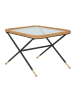 Mauro Ferretti Couchtisch aus Eisen, Holz, schwarzem und braunem Glas, 70 x 50 x 45 cm