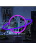 SATISFIRE LED Neonlicht Dekofigur Planet Saturn H: 24cm in blau, pink