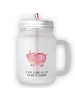 Mr. & Mrs. Panda Trinkglas Einhorn Schwein mit Spruch in Transparent