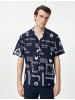 KOTON Shirt in Marineblau Gemustert