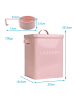 Intirilife Waschmittelbox mit Deckel und Dosierlöffel 1. 8Liter in Rosa Weiß