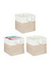 relaxdays 3 x Aufbewahrungskorb in Beige/ Weiß - (B)33 x (H)33 x (T)33 cm