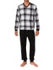 NORMANN Langarm Schlafanzug Bündchen Jersey und karierten Pyjama Oberteil in dunkelgrau