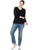 sheego V-Ausschnitt-Pullover in schwarz