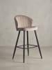 KADIMA DESIGN Barhocker Samt Hocker mit Lehne 56x102,5x52,5 cm, Küchenhocker in Beige