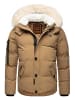 STONE HARBOUR Winterjacke Halvaar in Light Brown mit weißem Fell