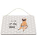 Mr. & Mrs. Panda Schild Faultier Kaffee mit Spruch in Grau Pastell