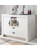 Furn.Design Küchenschrank weiß Pinie Landhaus, Unterschrank für Spüle oder Kochfeld 129 cm