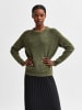 SELECTED FEMME Strick Pullover SLFLULU Wollpullover Rundhals Sweater in Grün