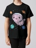 wat? Apparel T-Shirt Axolotl in space in Schwarz